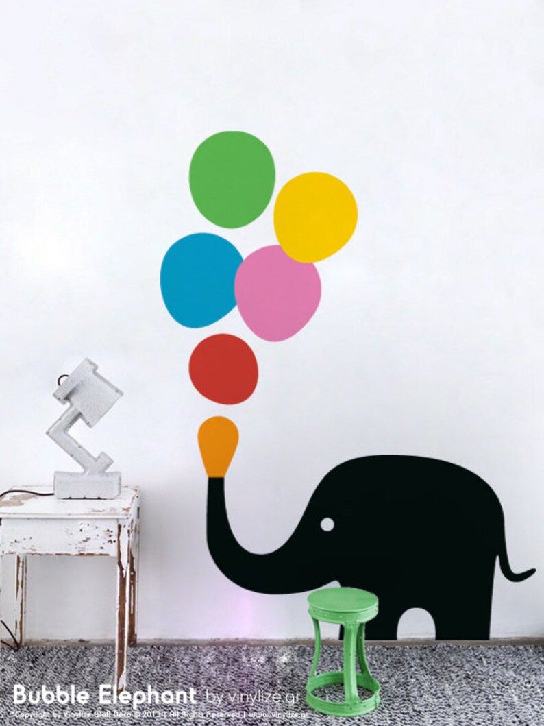 Bubble Elephant Wall Sticker Etsy