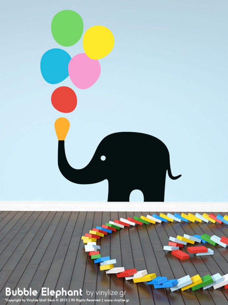 Bubble Elephant Wall Sticker Etsy