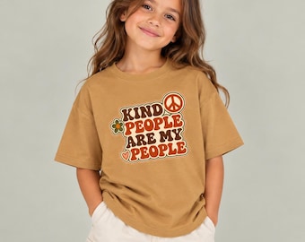Kind People Are My People Kids T-Shirt | Retro Graphic Tee | Kids Heavy Cotton™ Tee