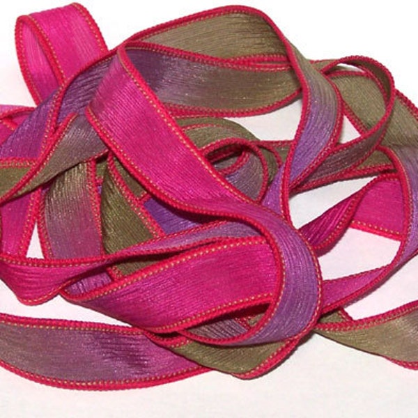 Hand Painted Silk Ribbon Dragon Fruit Wrist Wrap Ribbons