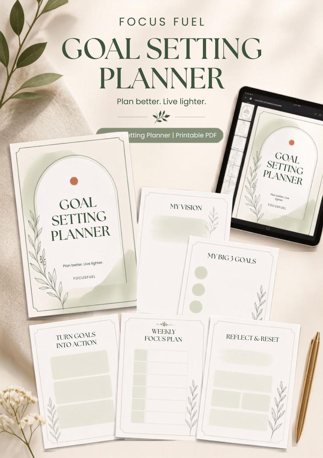 Goal Setting Planner | Weekly Focus, Action Plan (digital Download ...