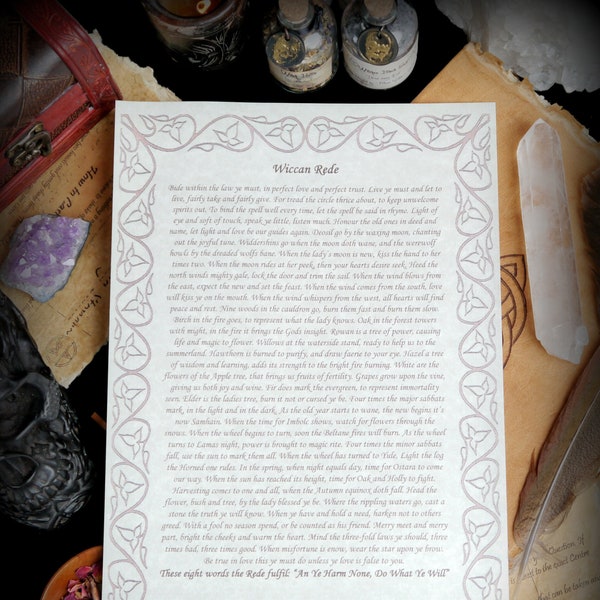 Wiccan Rede full version A4 Poster on Parchment Paper Pagan Gift