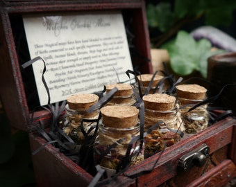 Witches Apothecary Herb Mixes Chest: Wiccan Spell Potion Set