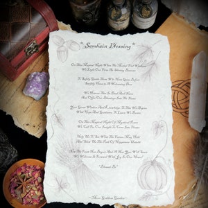 Witches Samhain Blessing Poem A4 Poster on Parchement Paper Pagan Wiccan Spells Gift