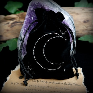 Hexen Halbmond Rune Tasche Kristall Aufbewahrungszauber Beutel Hand dekoriert Hexerei Altar Werkzeug Pagan Wicca