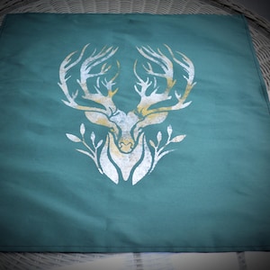 Altar Cloth Stag  green shot Taffeta fabric Wicca Pagan Witchcraft Tarot cloth Casting cloth