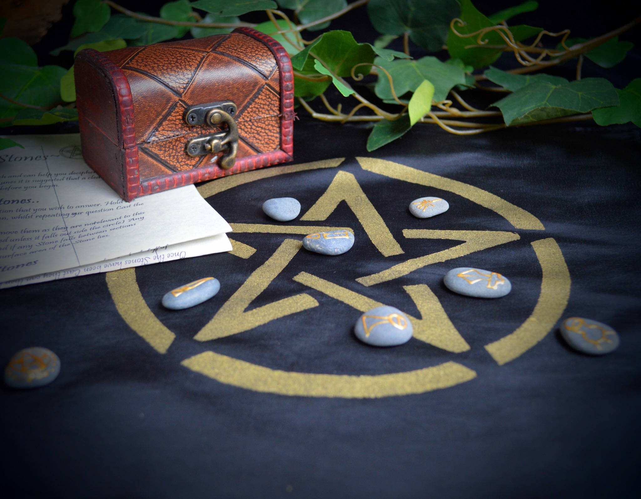 Witches Casting Runes Set Chest and Altar Cloth Pentacle Wicca Etsy