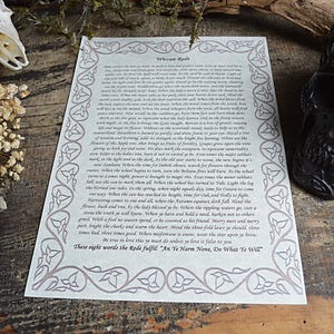 Wiccan Rede full version A4 Poster on Parchment Paper Pagan Gift