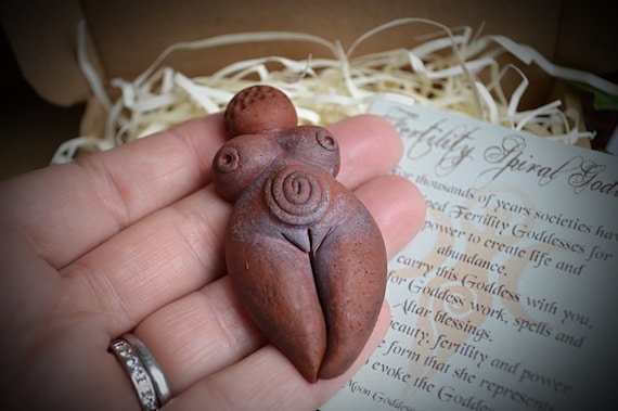 Handmade Clay Fertility Goddess Altar Piece: Pagan Wicca Gift