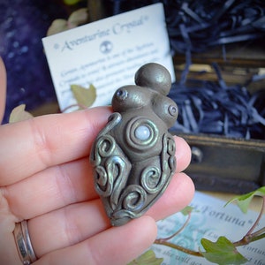 Goddess Fortuna goddess of luck Aventurine and Aquamarine crystals talisman Altar Wicca pagan witchcraft