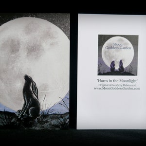 Karty z pozdrowieniami Moon Gazing Hare Wicca Witch Pagan
