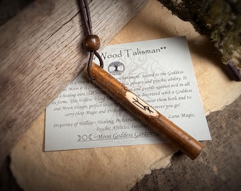 Willow Wood Healing and Protection Talisman: Hand Carved Witchcraft bindune
