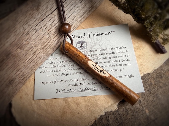 Willow Wood Healing and Protection Talisman: Hand Carved Witchcraft bindune
