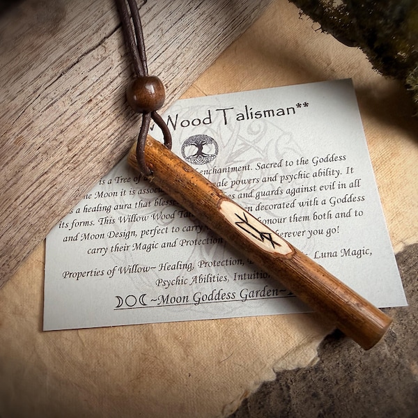Healing en bescherming van wilgenhout talisman: handgesneden hekserijband