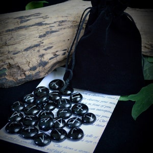 25 Glass Runes with Velvet Bag and Casting Instructions Yule Gift Samhain Divination