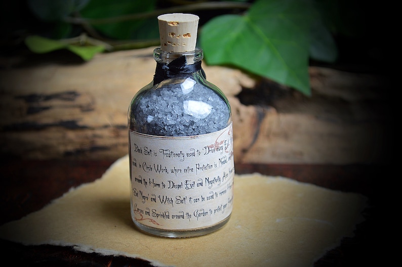 Witches Black Salt Potion Bottle with Cork Stopper Samhain Wicca Pagan Spells image 3