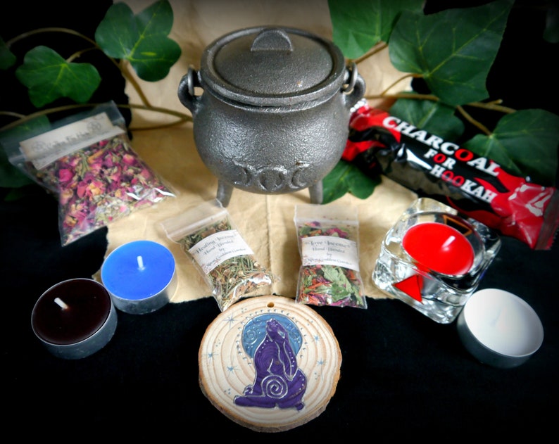 Huge Witches Starter kit with Wand Herbs Cauldron Candles Etsy