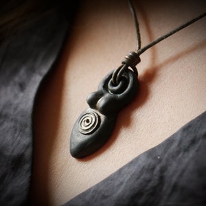 Clay Earth Goddess Necklace Sculpture pendant Handmade Wicca Pagan Witch Witchcraft  witch gift