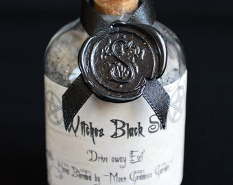 Witches Black Salt  Potion Bottle with Cork Stopper Samhain Wicca Pagan Spells