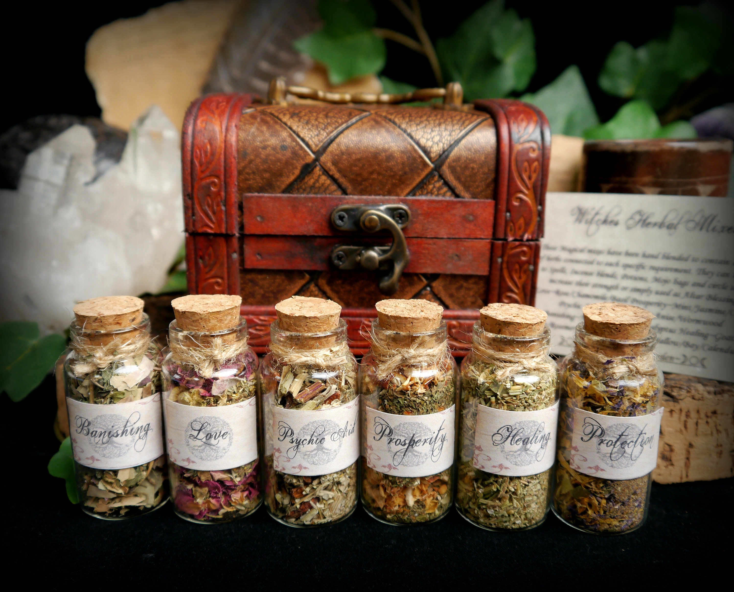 Witches Apothecary Herb Mixes Chest: Wiccan Spell Potion Set - Etsy