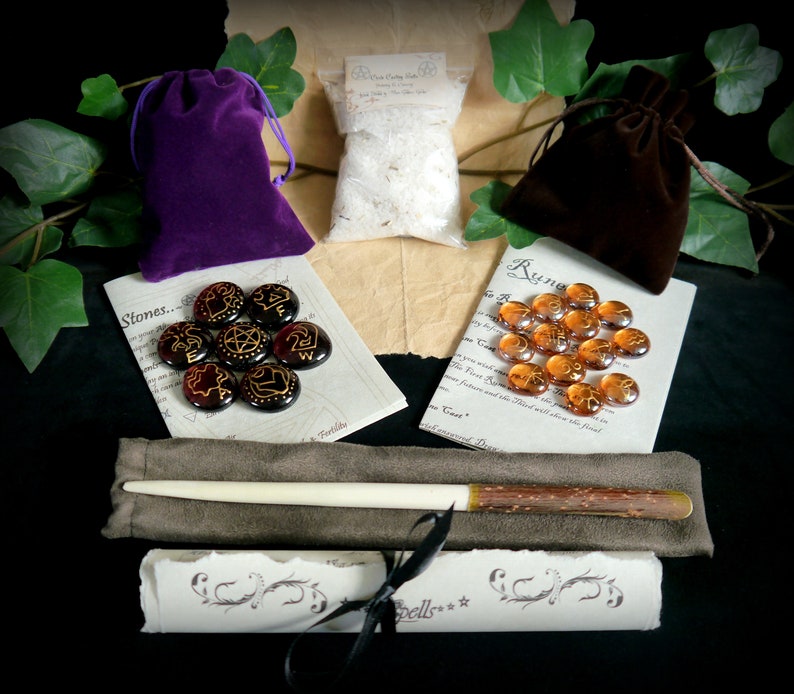 Huge Witches Starter kit with Wand Herbs Cauldron Candles Etsy