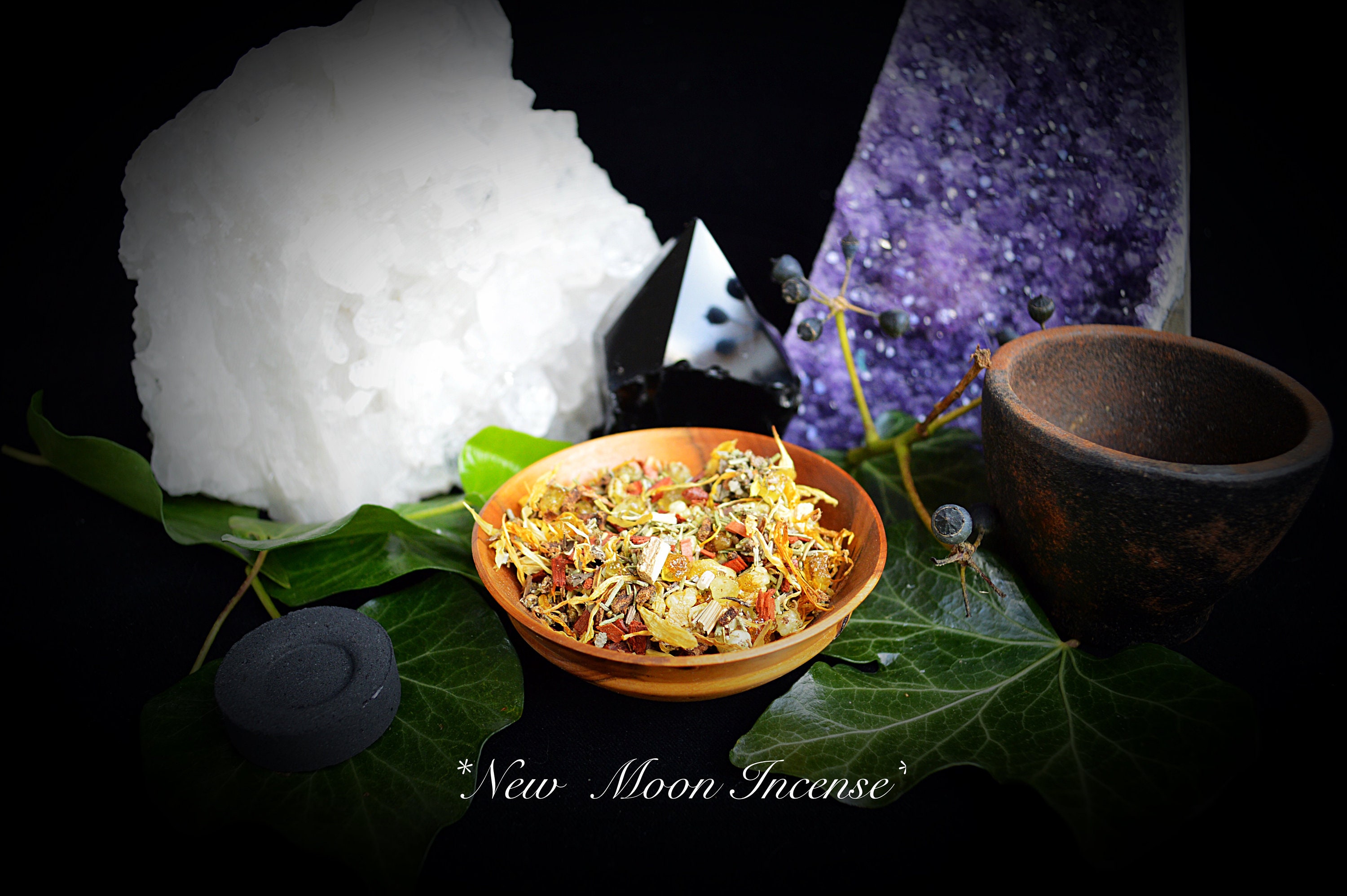 New Moon Incense grain Wiccan Pagan Witchcraft hand blended spells herbs resins