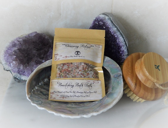 Witches Bath Herb Salts ‘Cleansing Ritual’ Himalayan and Dead Sea Salts Self Care Peppermint Rosemary Eucalyptus  Wicca