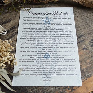 Charge of the Goddess poem A4 Poster on Parchment Paper Wicca Witch Pagan Gift