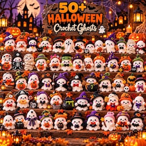 29in1 Mini Ghosts Crochet PDF Pattern - Beginner Friendly Crochet Bundle Ghost Amigurumi - Cute Halloween Easy and Quick Crochet Pattern