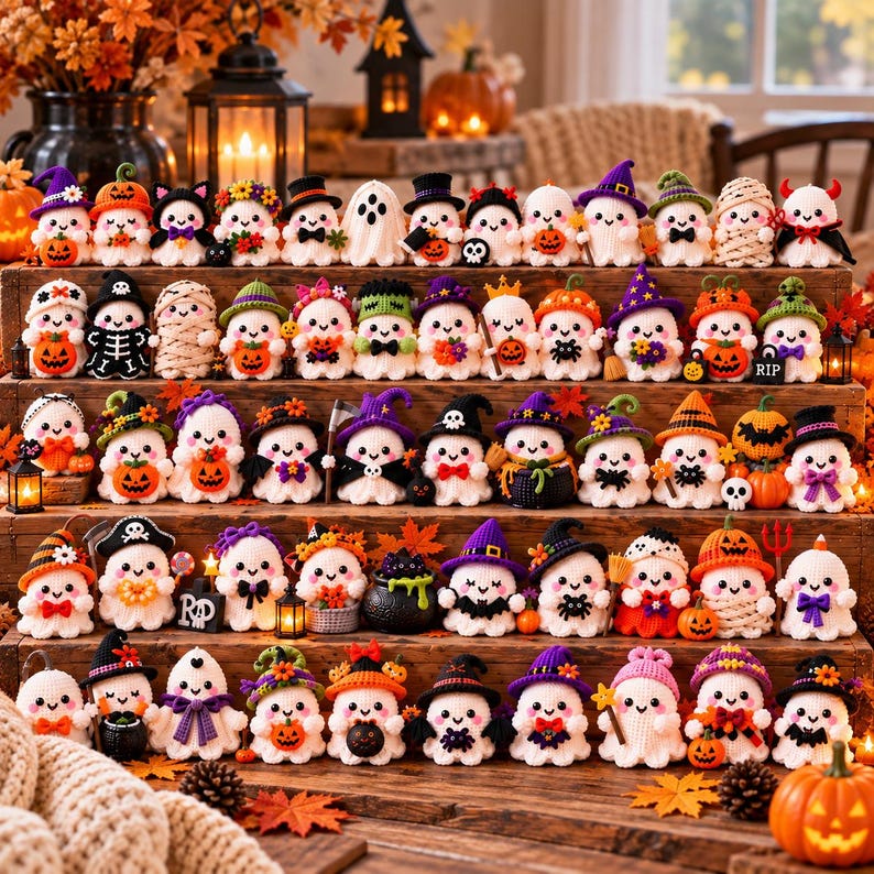 Paquete de patrones de fantasmas a crochet, 24 patrones de amigurumi de Halloween, fantasma adorable y espeluznante en PDF, decoraciones de crochet para Halloween imagen 6