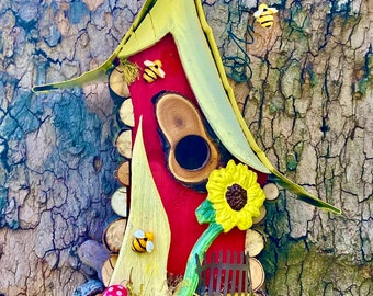 Bird house, birdhouse, sunflower birdhouse, garden art