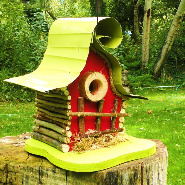 bird house, Birdhouse, Outdoor Birdhouse,  original art, custom birdhouse, gift, garden art, functional birdhouse, custom birdhouse