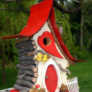 Birdhouse, Valentine Bird house, Outdoor Birdhouse, functional birdhouse, Love Shack, valentine gift, custom birdhouse, gift image 2