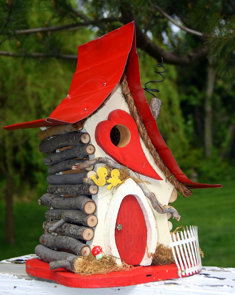 Birdhouse, Valentine Bird house, Outdoor Birdhouse, functional birdhouse, Love Shack, valentine gift, custom birdhouse, gift image 2