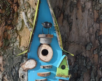 Birdhouse, Bird house, tall birdhouse, functional birdhouse, Home Tweet Home, birdhouse in custom colors, garden art