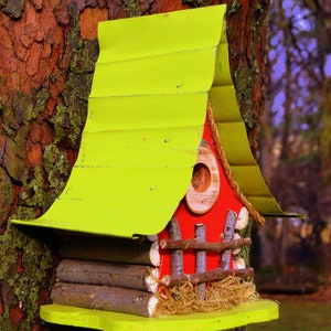 Bird House, functional and decorative birdhouse, unique and whimsical Birdhouse in color options, garden art, gift, garden decor image 9