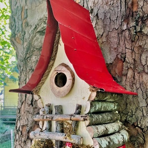 Bird House, functional and decorative birdhouse, unique and whimsical Birdhouse in color options, garden art, gift, garden decor image 2