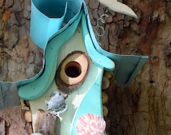 Birdhouse, bird house, Turtle Bay, a custom birdhouse in color options, beach decor, nautical birdhouse, functional birdhouse