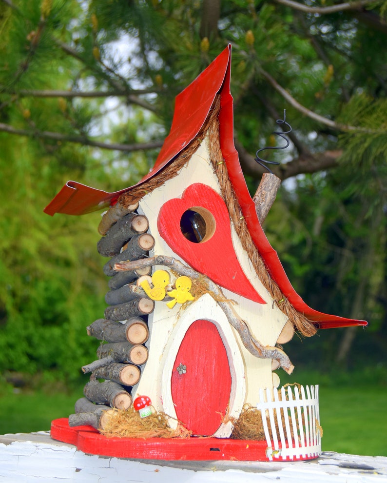 Birdhouse, Valentine Bird house, Outdoor Birdhouse, functional birdhouse, Love Shack, valentine gift, custom birdhouse, gift image 5