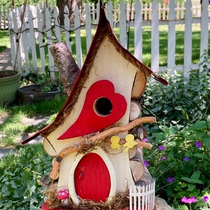 Birdhouse, Valentine Bird house, Outdoor Birdhouse, functional birdhouse, Love Shack, valentine gift, custom birdhouse, gift image 7