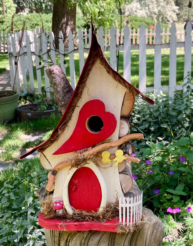 Birdhouse, Valentine Bird house, Outdoor Birdhouse, functional birdhouse, Love Shack, valentine gift, custom birdhouse, gift image 7