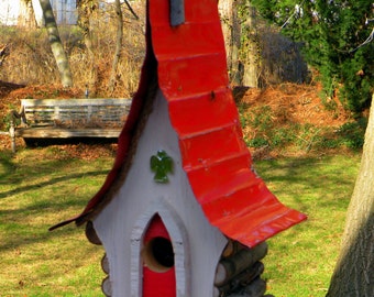 bird house, Birdhouse, Original Birdhouse, country decor, garden art, God of the Sparrow Chapel Birdhouse. church birdhouse