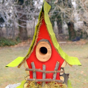 Bird House, functional and decorative birdhouse, unique and whimsical Birdhouse in color options, garden art, gift, garden decor image 4