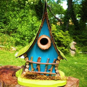 Bird House, functional and decorative birdhouse, unique and whimsical Birdhouse in color options, garden art, gift, garden decor image 7