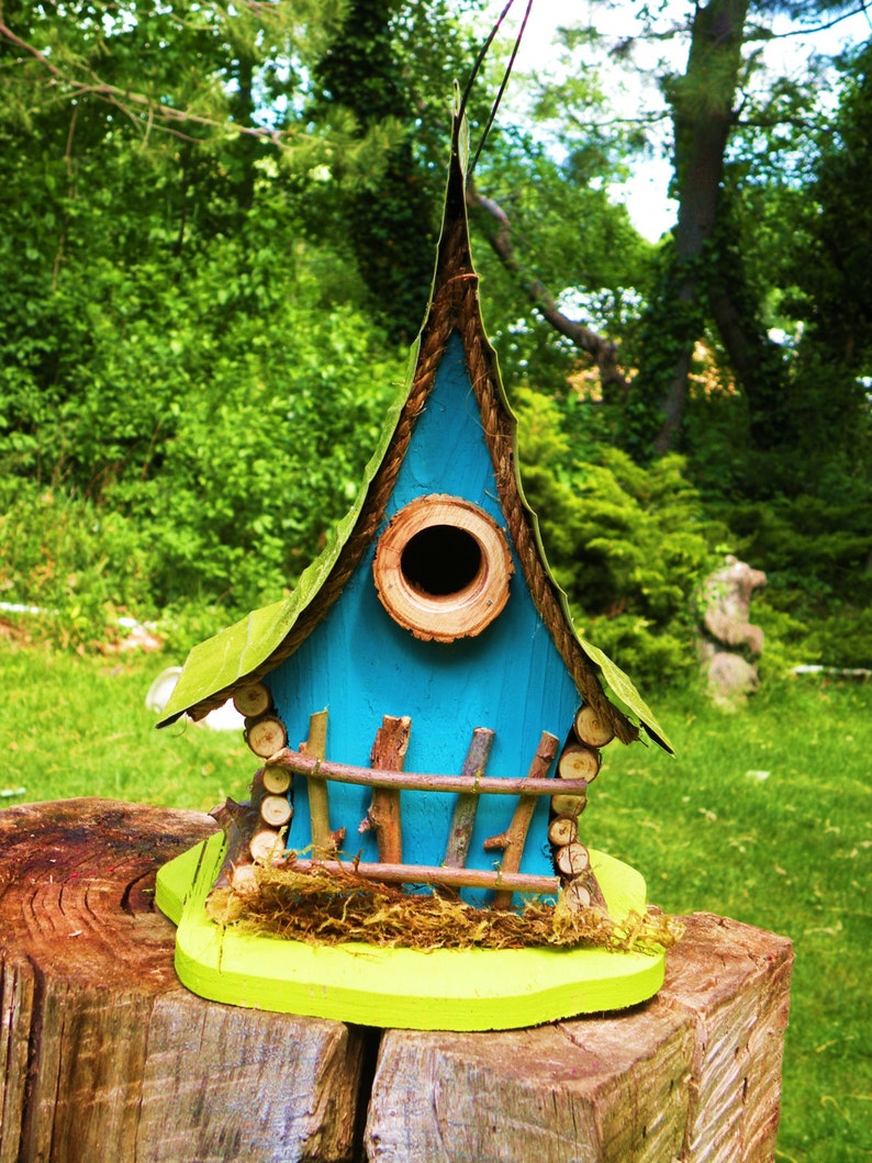 Bird House, functional and decorative birdhouse, unique and whimsical Birdhouse in color options, garden art, gift, garden decor image 7