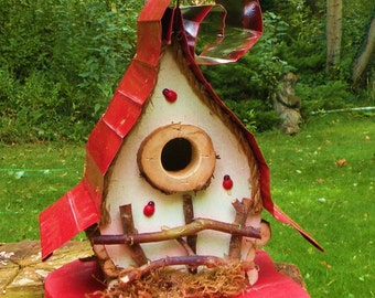 bird house, Birdhouse, custom birdhouse, Whimsical Birdhouse, nesting box, options  in color options, garden art, gift