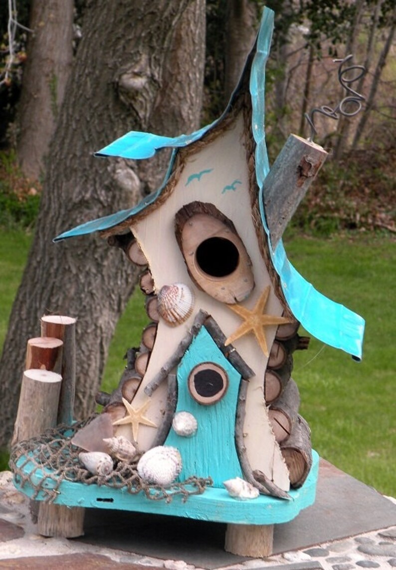 Bird house birdhouse with insulated metal roof nautical Etsy