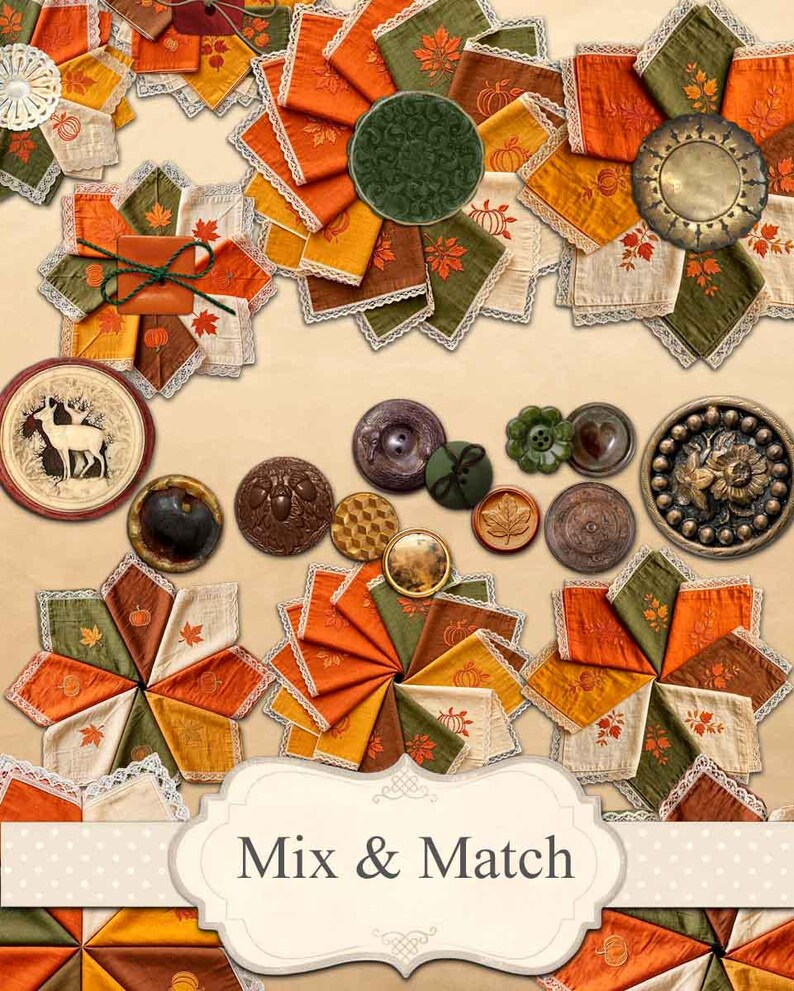 Fall Junk Journal Kit, Autumn Doilies Scrapbooking Ephemera, Primitive ...