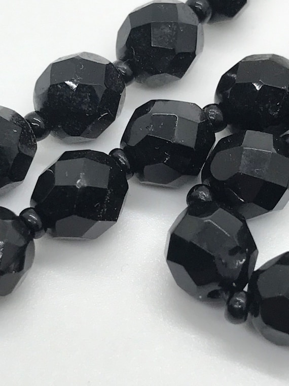 Antique French Jet Faceted Glass Bead Mourning Ne… - image 3