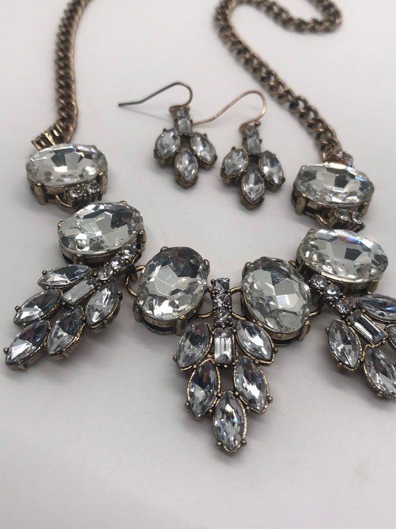 Vintage Rhinestone Necklace Earring Set Drag Quee… - image 2